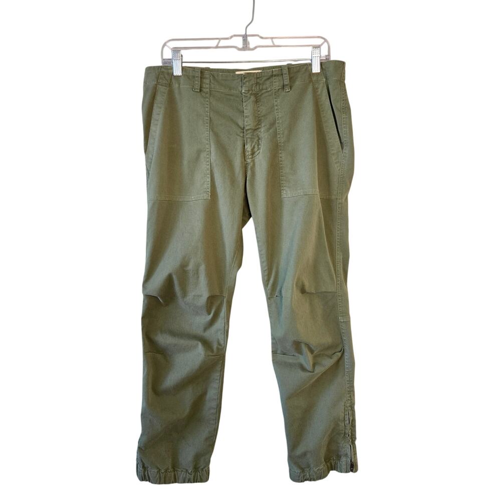 Utilitarian Chic Nili Lotan Cropped Military Pant 10 Green Ankle Zip Jogger